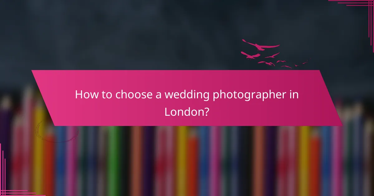 How to choose a wedding photographer in London?