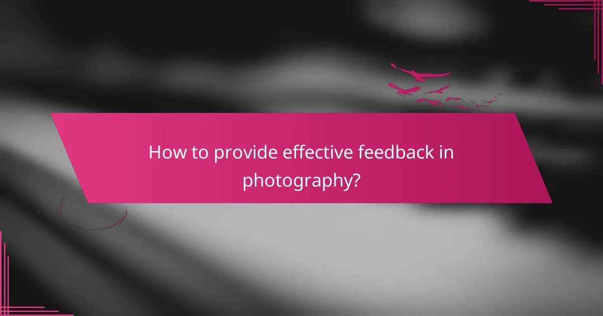 How to provide effective feedback in photography?