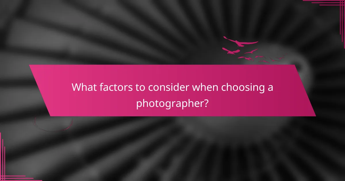 What factors to consider when choosing a photographer?